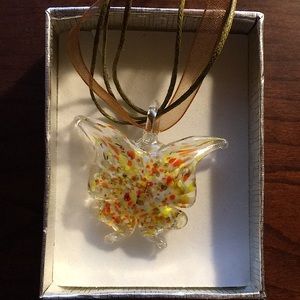 Hand blown glass Butterfly pendant